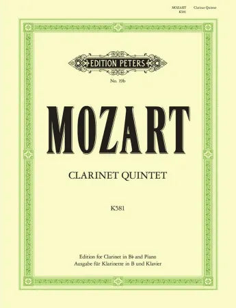 Mozart Clarinet Quintet K581 arr. Clarinet and Piano