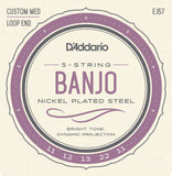 D'Addario EJ57 11-22 Custom Medium 5-String Banjo Strings