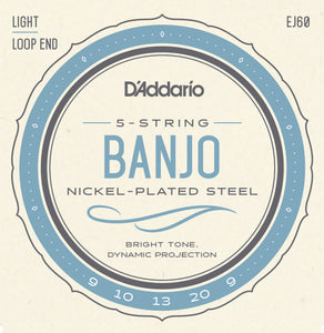 D'Addario EJ60 09-20 Light 5 String Banjo Strings