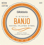 D'Addario EJ61 10-23 Medium 5 String Banjo Strings