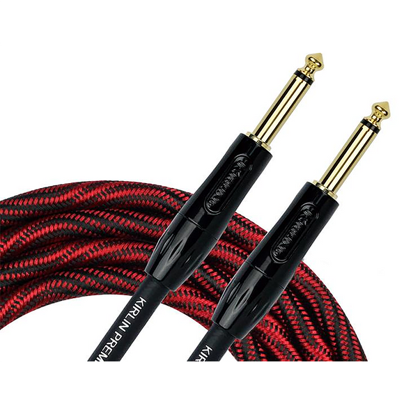 Kirlin Premium Wave Fabric Guitar Cable Red 10 Foot Straight Straight