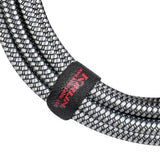 Kirlin Fabric Braided Cable 20Ft Straight To Straight Connectors Black