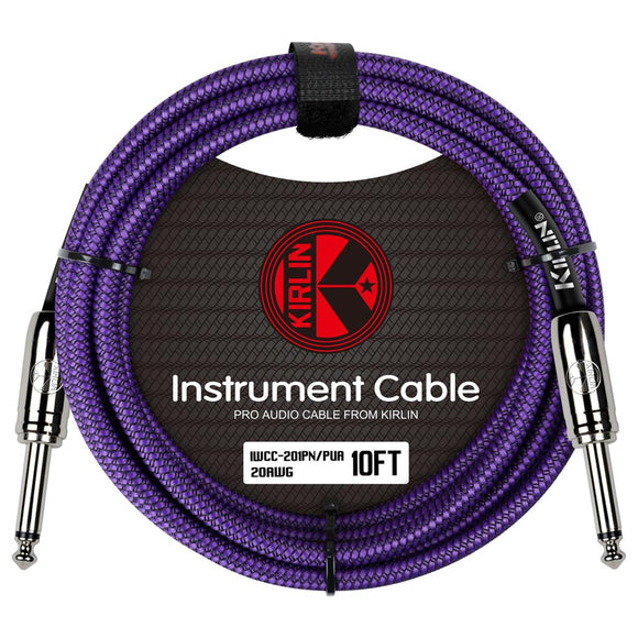 Kirlin Fabric Braided Cable 10Ft Straight To Straight Connectors Purple