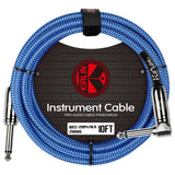 Kirlin Fabric Braided Cable 10Ft Straight To Angle Connectors Blue