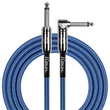 Kirlin Fabric Braided Cable 10Ft Straight To Angle Connectors Blue