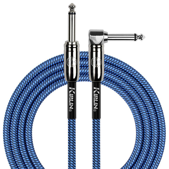 Kirlin Fabric Braided Cable 20Ft Straight To Angle Connectors Blue