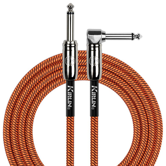 Kirlin Fabric Braided Cable, 20ft Straight to angle connectors, Orange