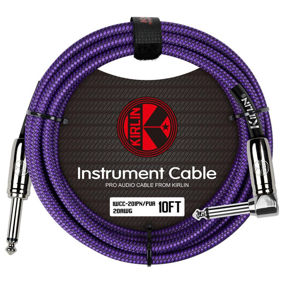 Kirlin Fabric Braided Cable 10Ft Straight To Angle Connectors Purple