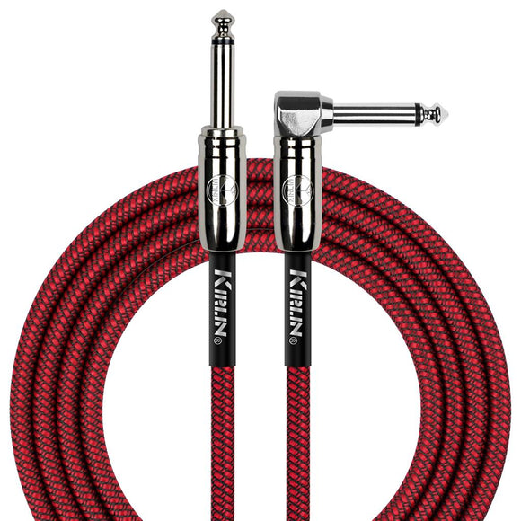 Kirlin Fabric Braided Cable 20Ft Straight To Angle Connectors Red