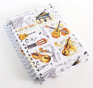 A5 Spiral Bound Lined Pages Notebook - Musical Instruments Design